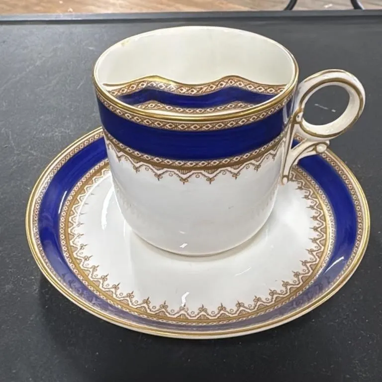 Royal Worcester Porcelain Cup and Saucer Set Blue