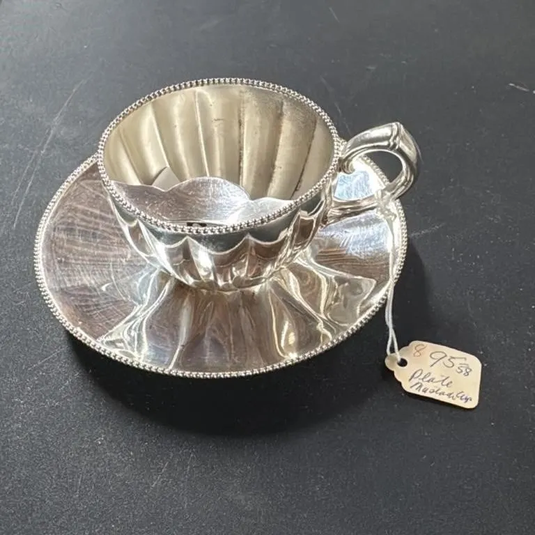 Vintage Silver Plated Teacup and Saucer Set