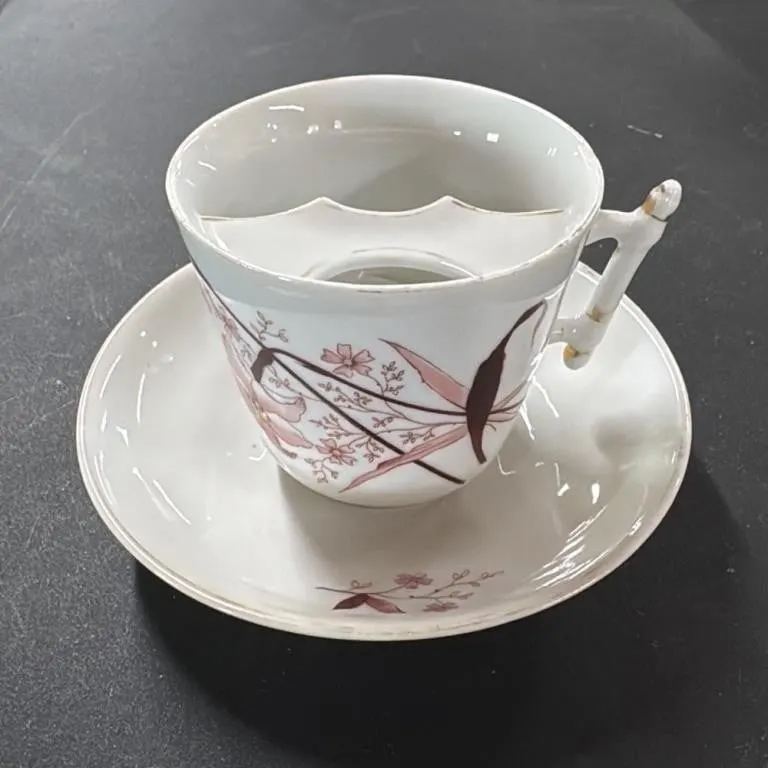 Antique Mustache Cup and Saucer Set