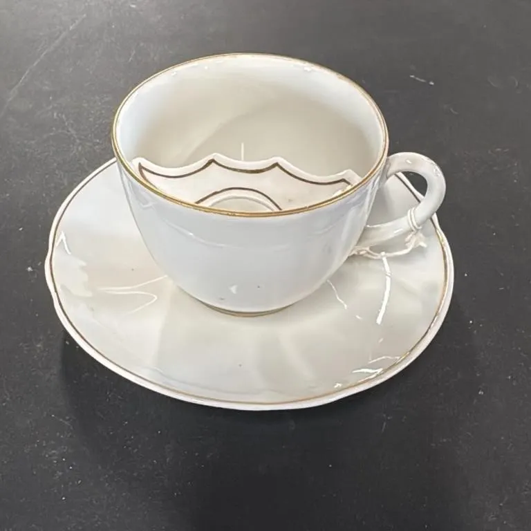 Edwardian Moustache Cup and Saucer Set Cleethorpes
