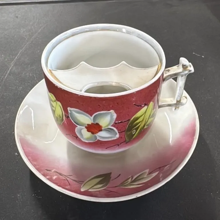 Antique Mustache Cup and Saucer Set