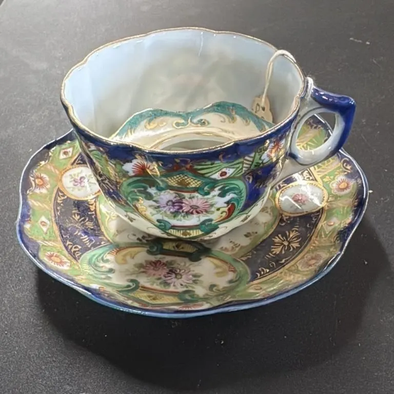 Antique Porcelain Teacup and Saucer Set Hand Paint