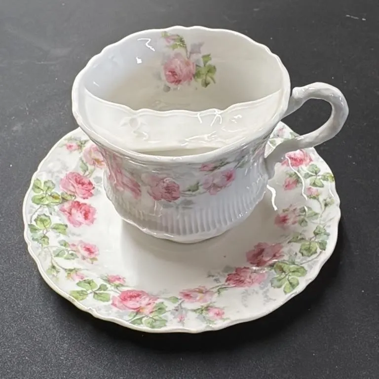 Vintage C.T. Porcelain Tea Cup and Saucer Set Pink