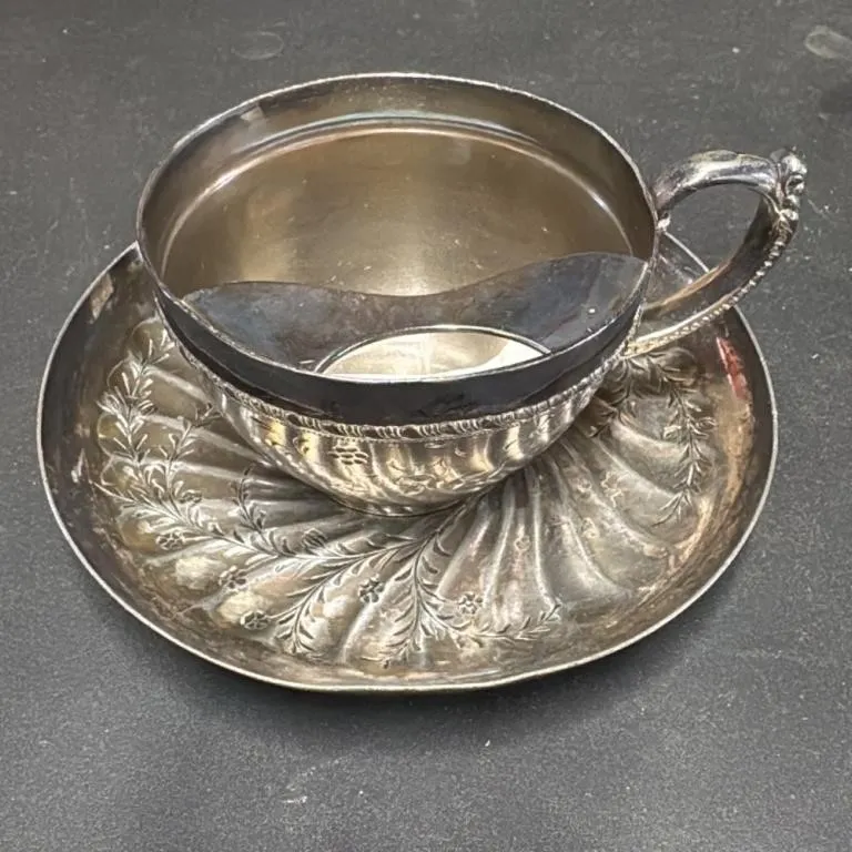 Vintage Pairpoint Quadruple Plate Cup and Saucer S