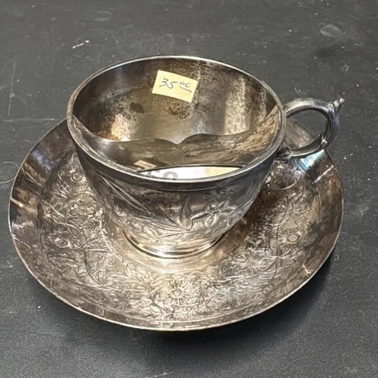 Vintage Barbour Bros. Co. Silver Plate Teacup and