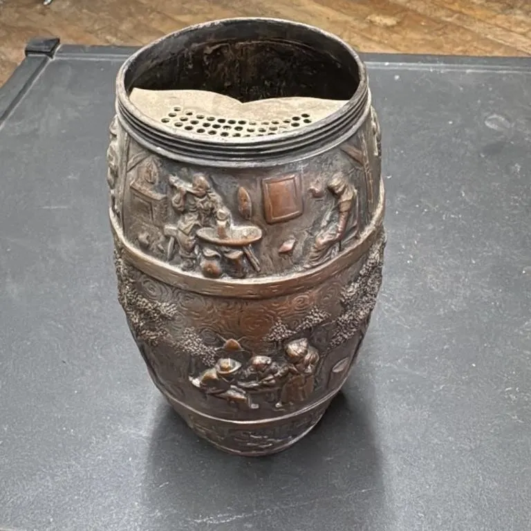 Antique Copper on Silver "Stache Mug" Possibly Dut