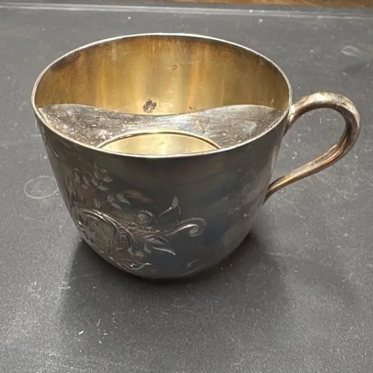 Antique Sterling Silver "Moustache" Cup with Engra