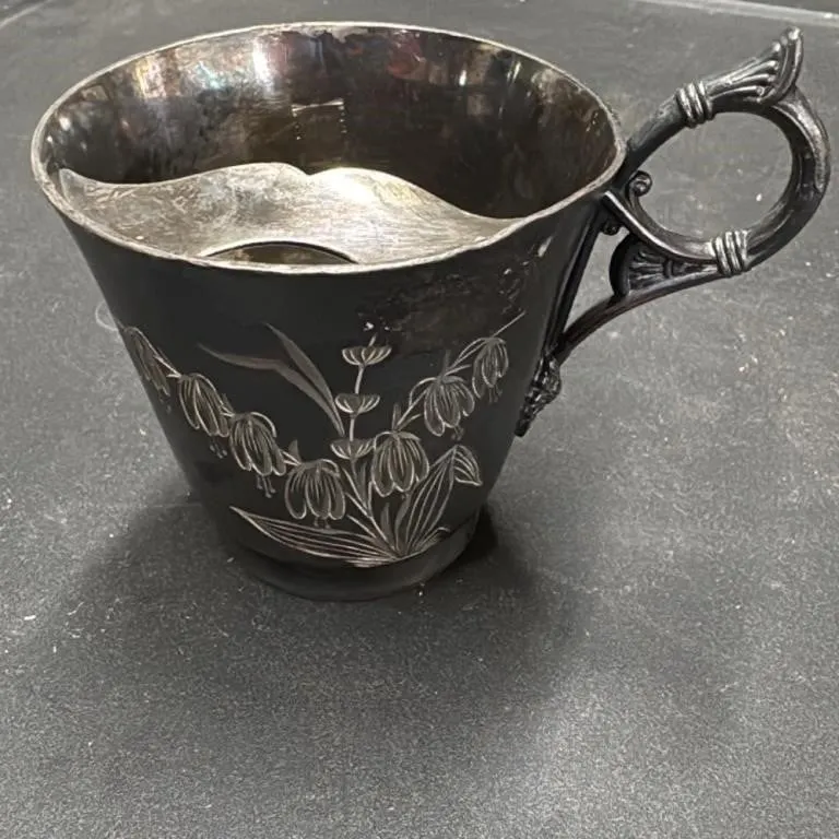 Antique Sterling Silver Quadruple Plate Shaving Mu