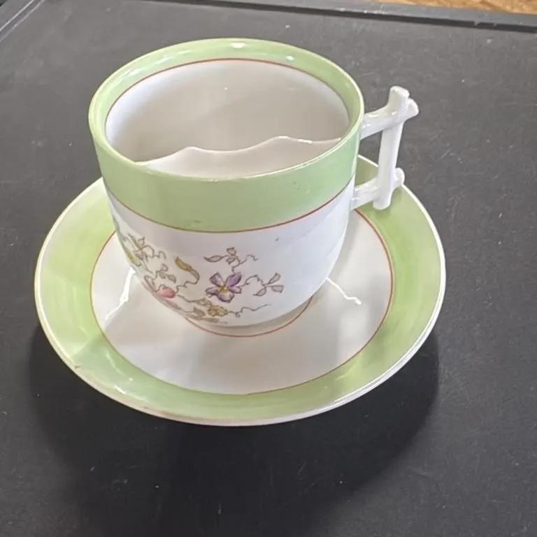 Antique "Think of Me" Mustache Cup and Saucer Set