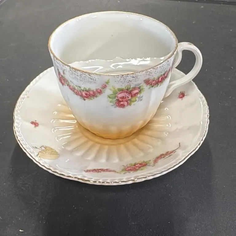 Vintage Floral Teacup and Saucer Set