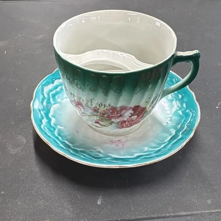 Antique Mustache Cup and Saucer Set