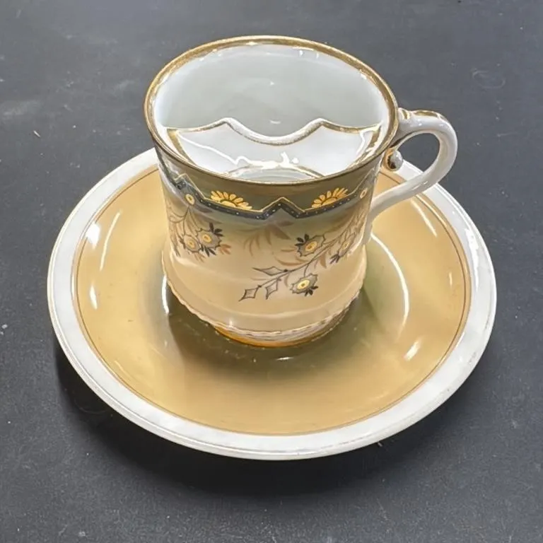 Antique Mustache Cup and Saucer Set