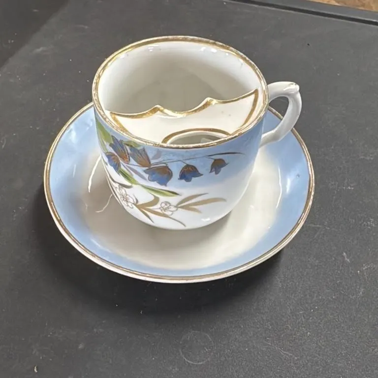 Vintage Mustache Guard Coffee Cup and Saucer Set