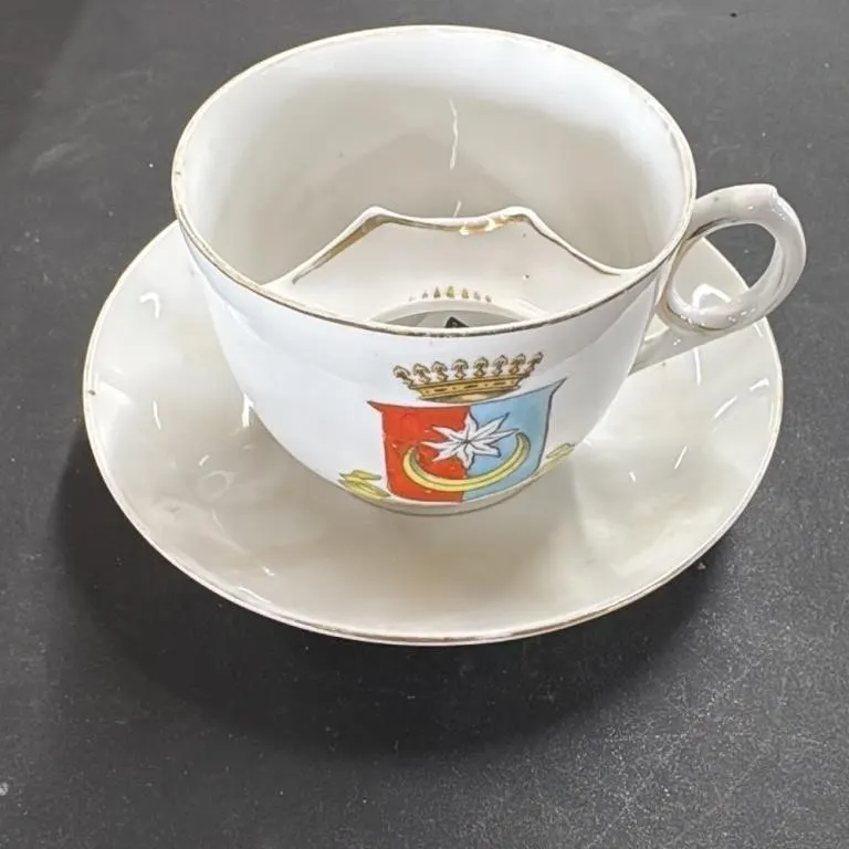 Antique Mustache Cup and Saucer Set