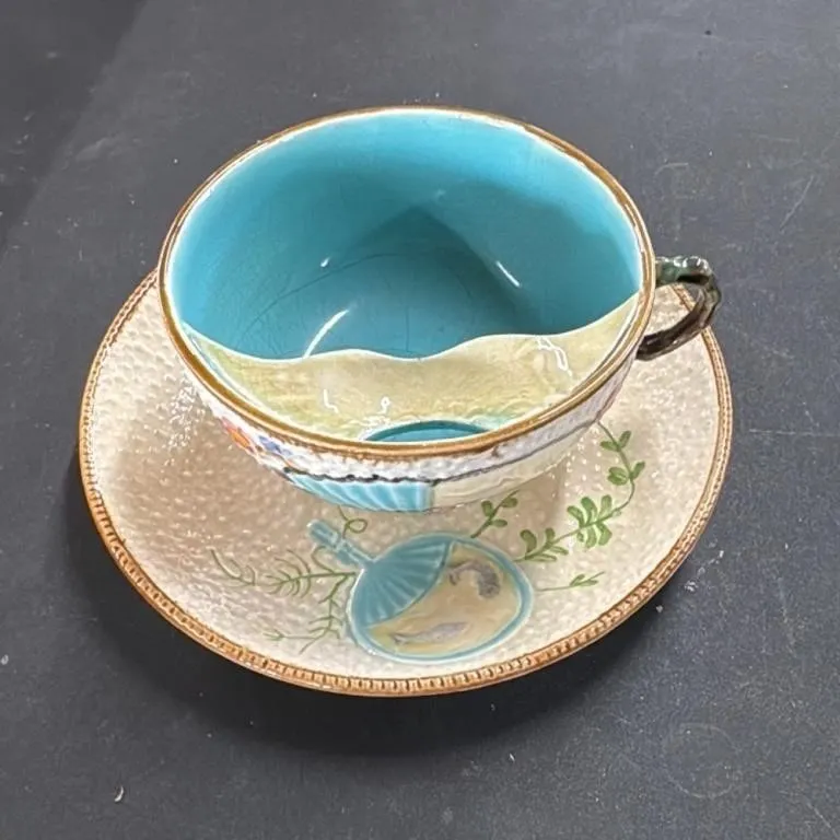 Antique Mustache Cup and Saucer Set