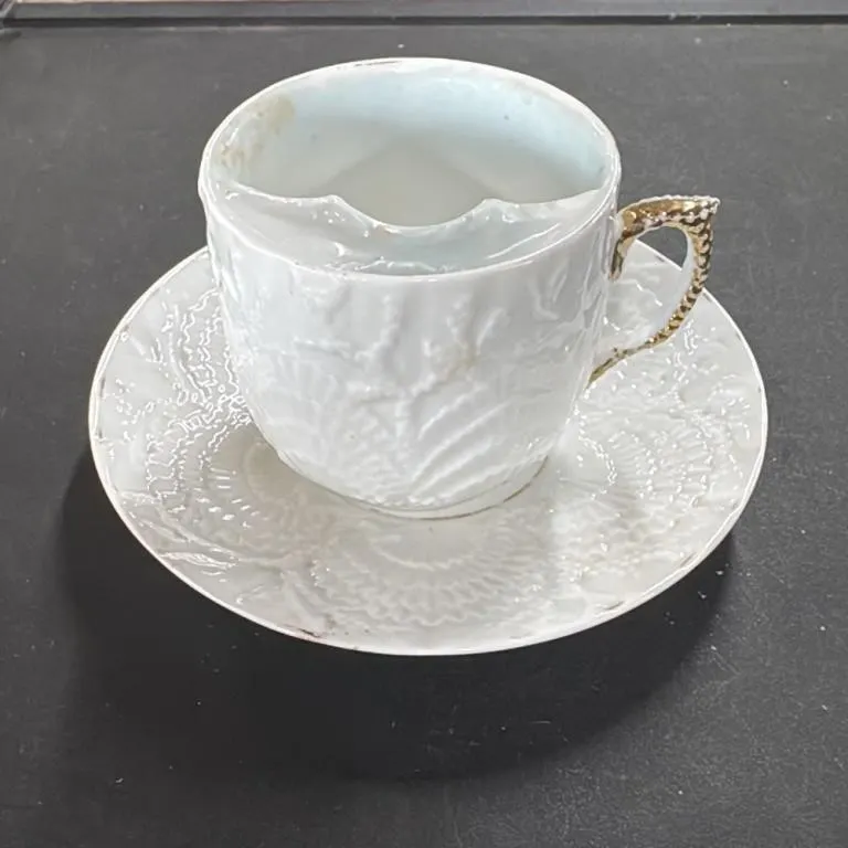 Antique Mustache Cup and Saucer Set