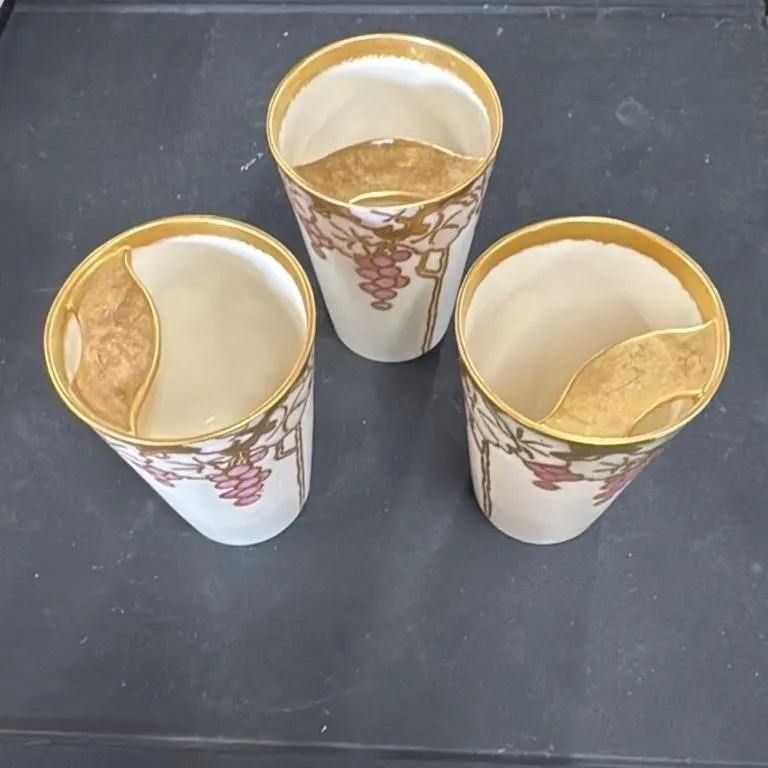 Set of 3 Belleek "Helen M. Walker" Gilded Grape Mo