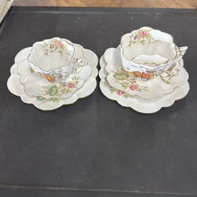 Foley China Tea Cup Saucer Plate Set Royal Crest E