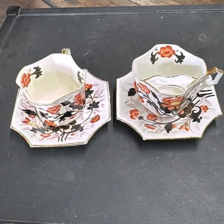 Vintage Porcelain Teacup and Saucer Set Floral Des