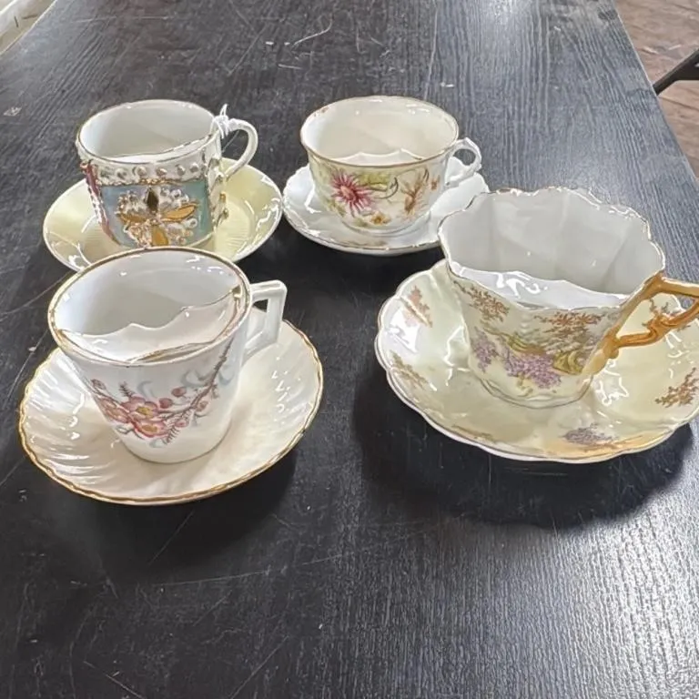Vintage Porcelain Teacup and Saucer Set - Floral D
