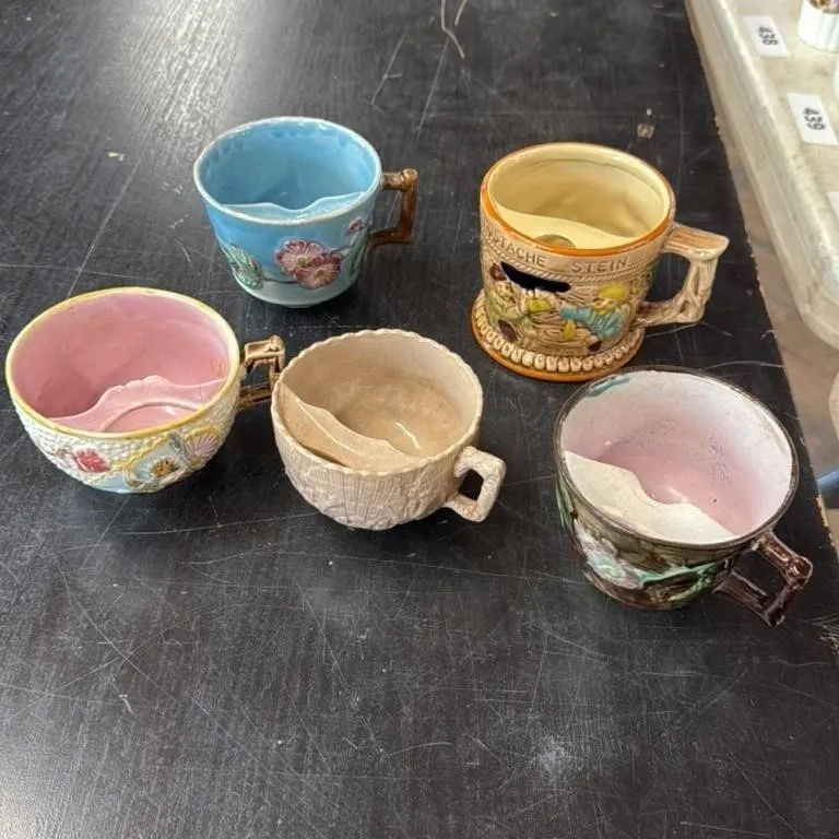 Collection of 5 Antique Mustache Cups