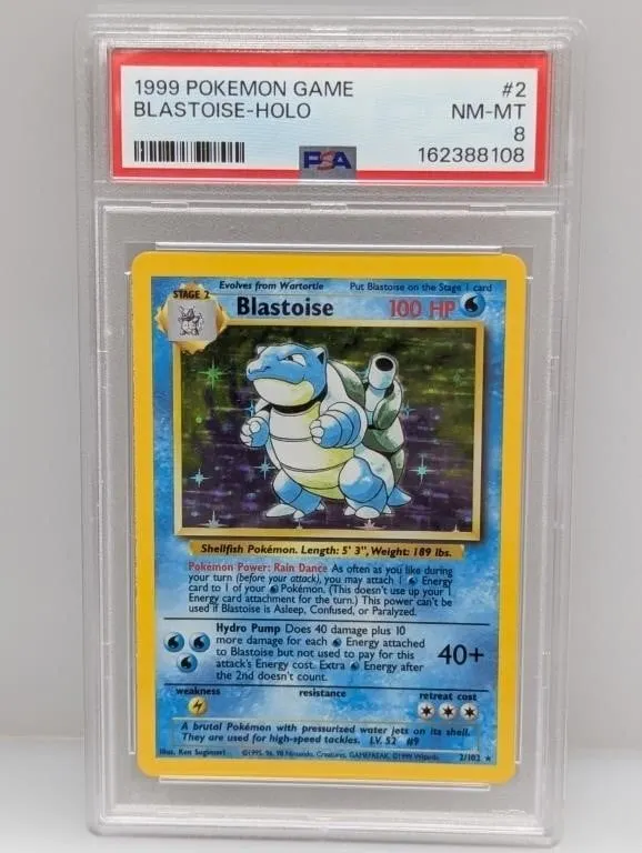 1999 Pokemon Base Set Blastoise Holo PSA 8