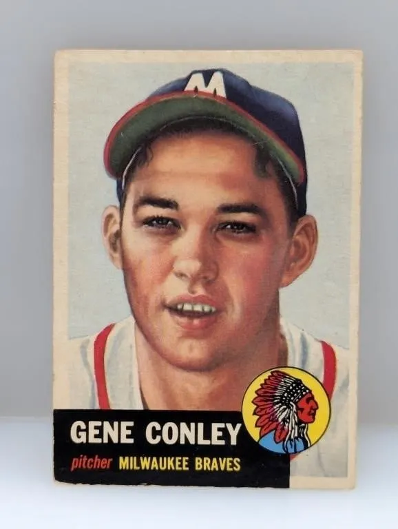 1953 Topps Semi Hi #215 0 Gen Conley Braves Crease