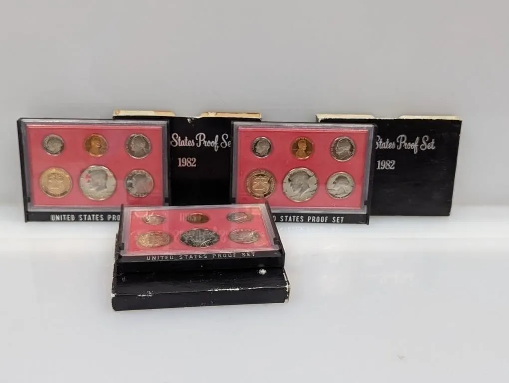 (3) 1982 US Proof Sets