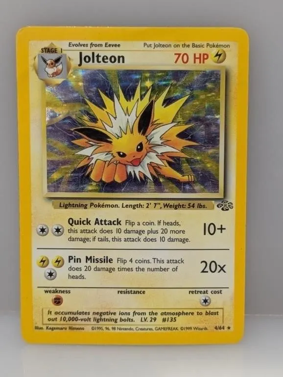 1999 Pokemon Jungle Jolteon Holo #4 Corners/Edges