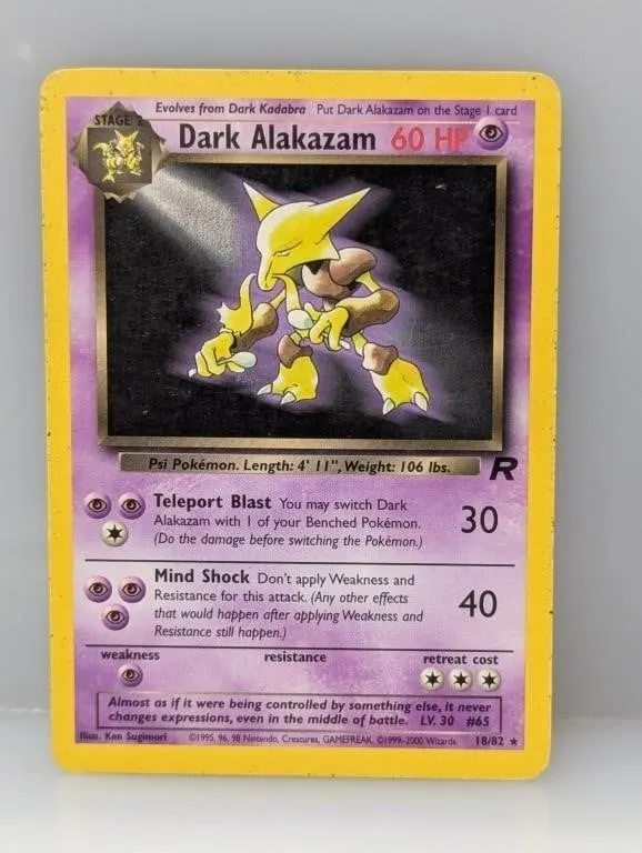 2000 Pokemon Team Rocket Dark Alakazam #18 S/Es