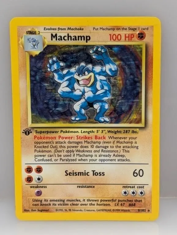 1999 Pokemon 1st Edition Machamp Holo #8 S/Es