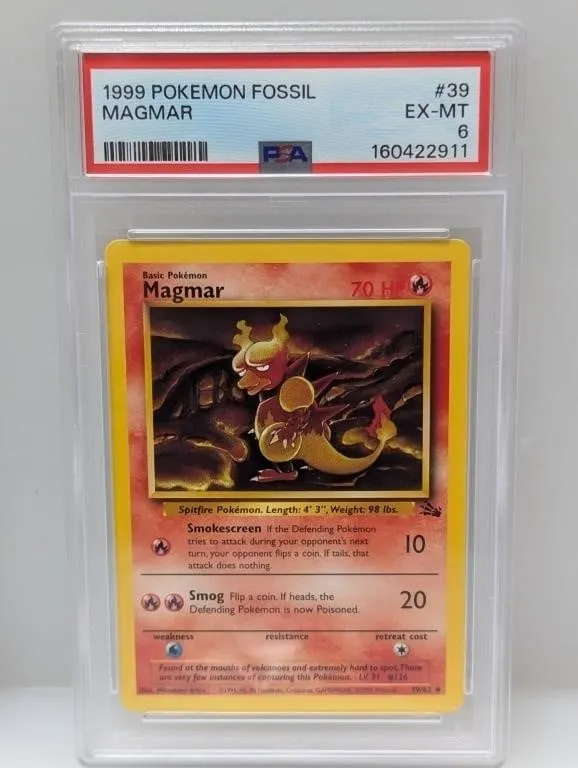 1999 Pokemon Fossil Magmar #39 PSA 6