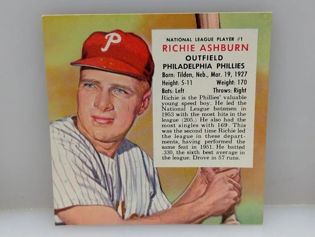 1954 red man tobacco Baseball RICHIE ASHBURN HOF