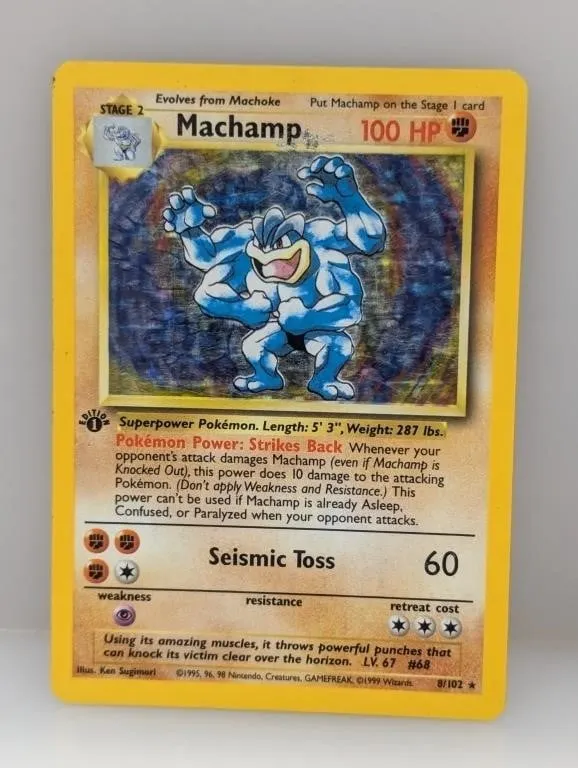 Pokemon 1999 1st Edition Machamp Holo 8 S/E