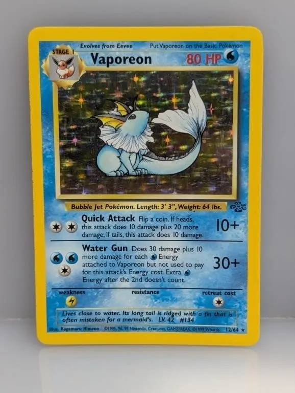 Pokemon 1999 Vaporeon Holo 12 Scratches