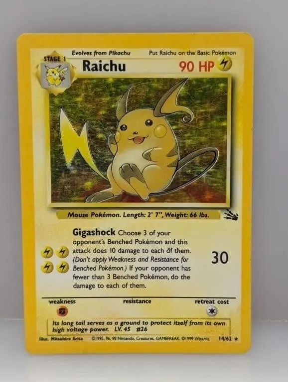 Pokemon 1999 Raichu Holo 14 Surface