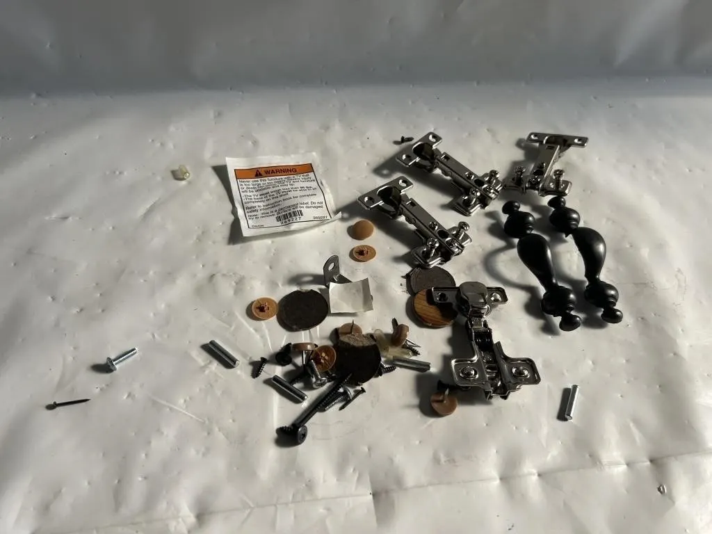 Cabinet Hinges, Wooden Handles & Hardware Lot