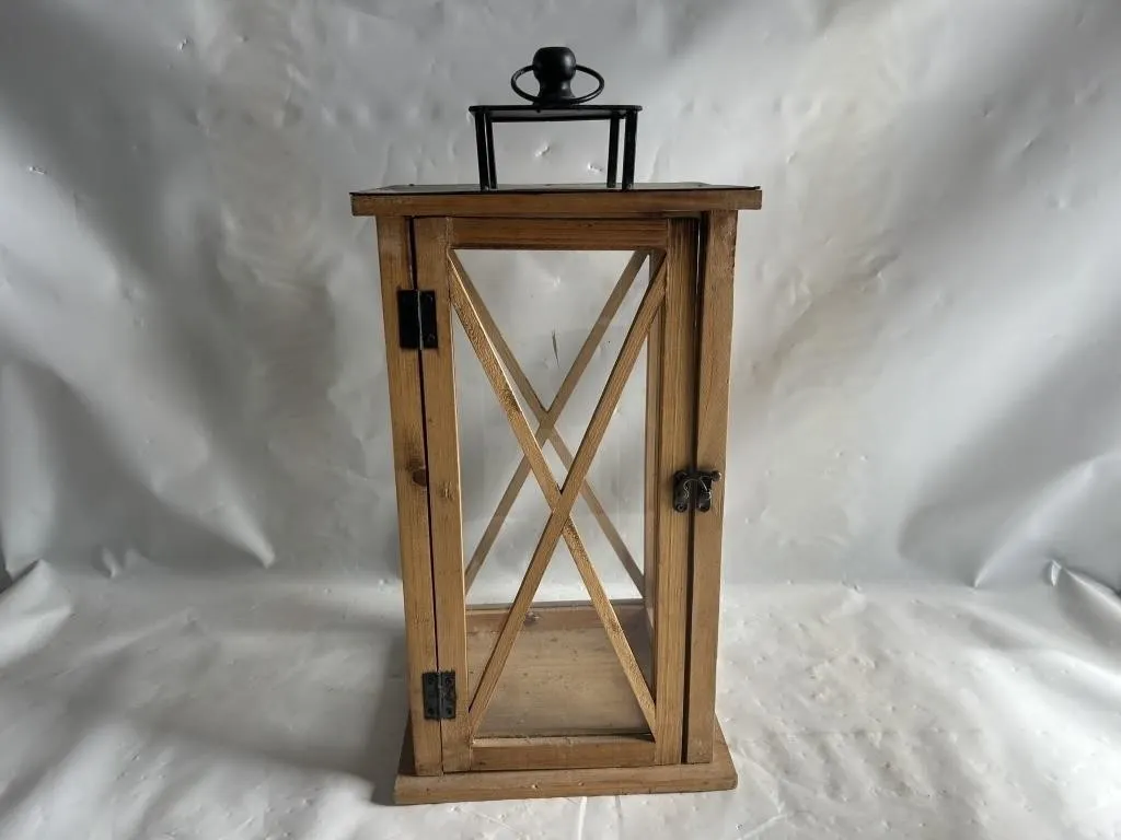Wooden Lantern with Glass Panels and Metal Roof
