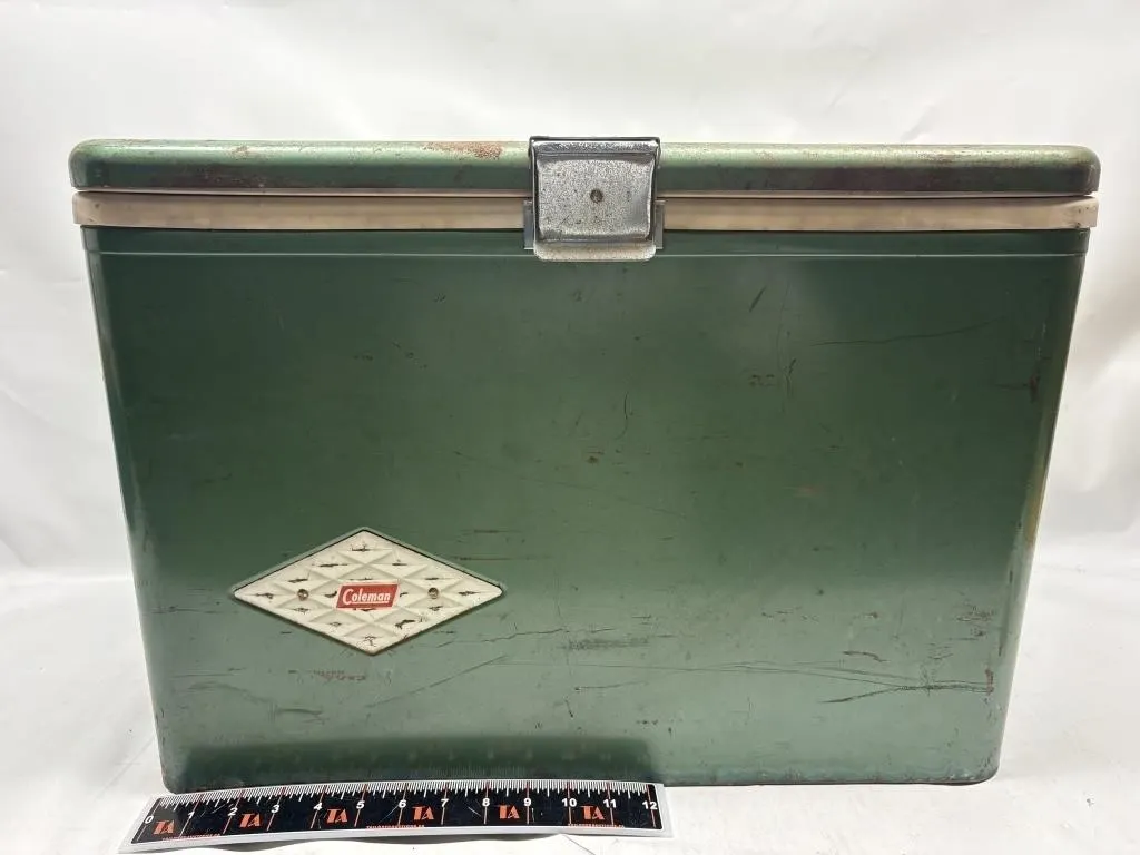 Vintage Coleman Green Metal Cooler