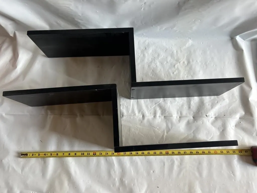 Black Floating Wall Shelves, Set of 2