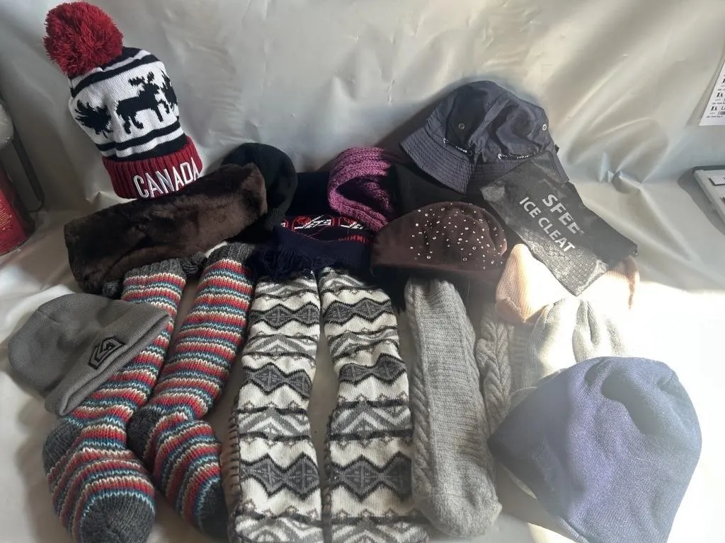 Winter Hats, Scarves & Slipper Socks Lot