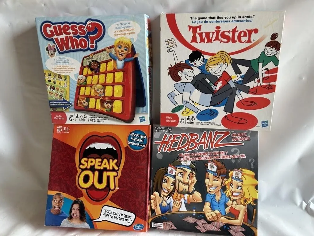 Guess Who?, Twister, Speak Out & HedBanz Game Lot