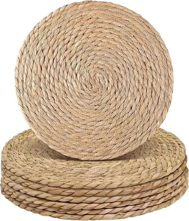 NEW (13") 6Pcs Round Hand Woven Placemats