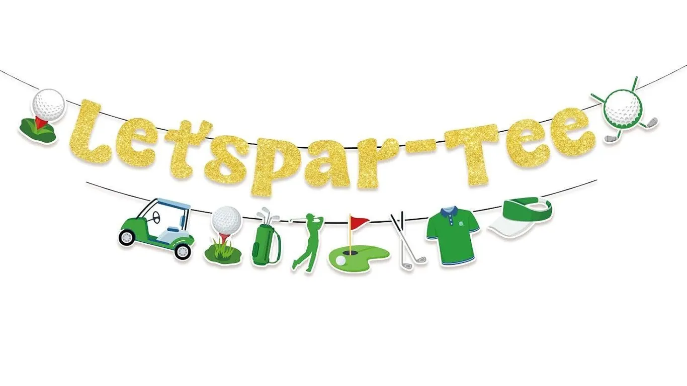 New Lets Par-Tee Banner: Golf Theme Birthday Decor