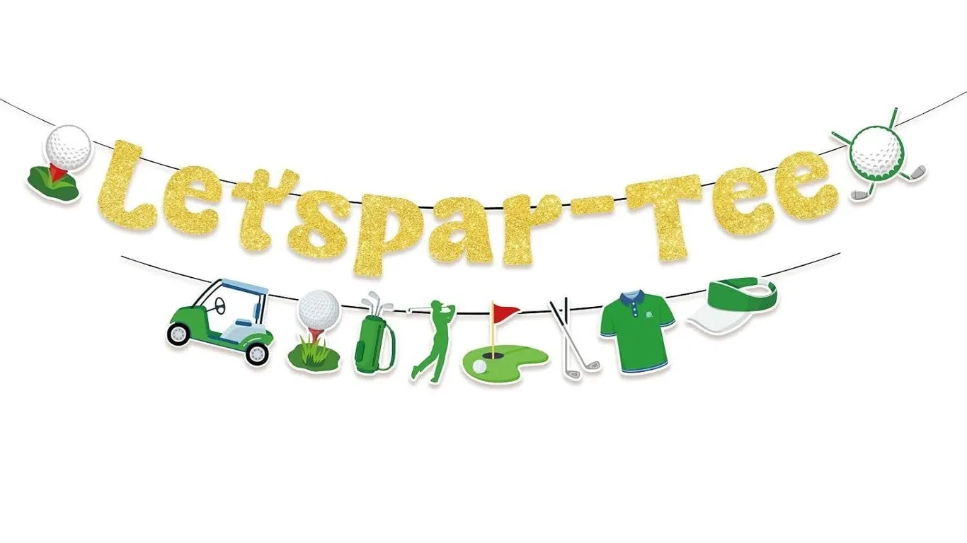 New Lets Par-Tee Banner: Golf Theme Birthday Decor