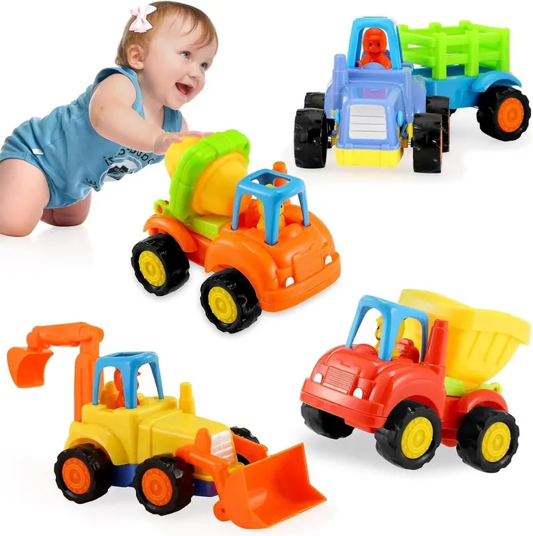 New Truck Toys for Toddlers 4PCS Push & Go Trucks