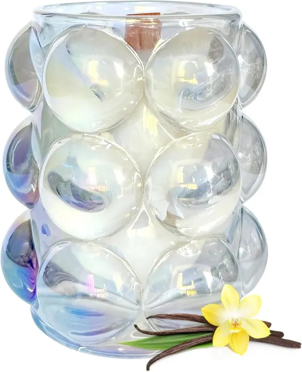 New NEW White Bubbles Glass Soy Candle, 6oz,...