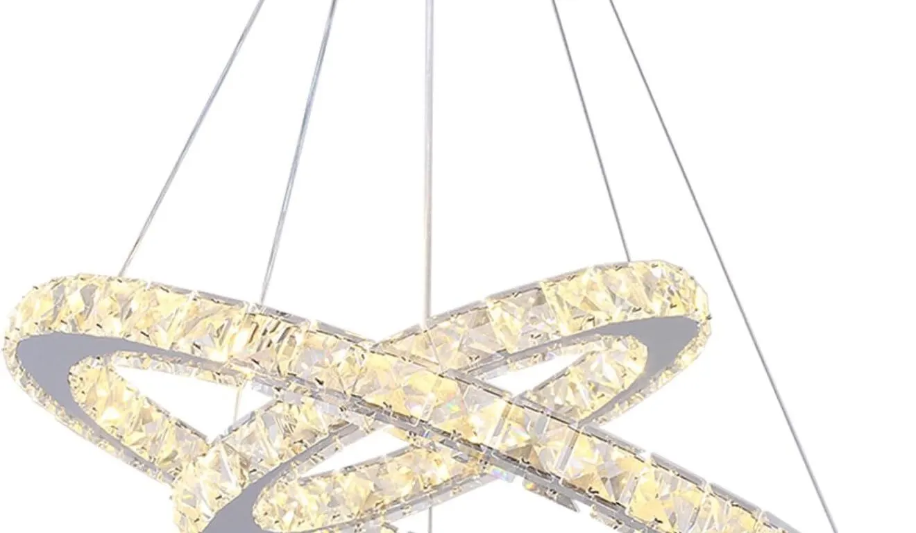 DAMAGED $172 LED Chandelier: 2-Ring Pendant Light