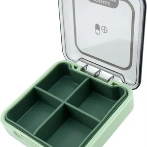 New Small Pill Box, 4-Compartment Travel Organizer