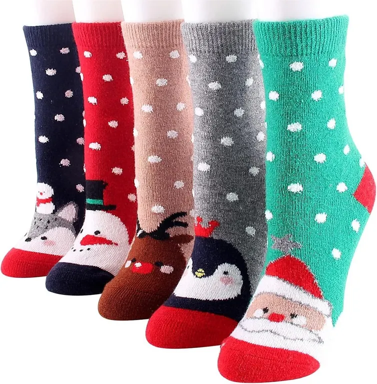 New (5ct) YZKKE Womens Vintage Winter Knit Socks